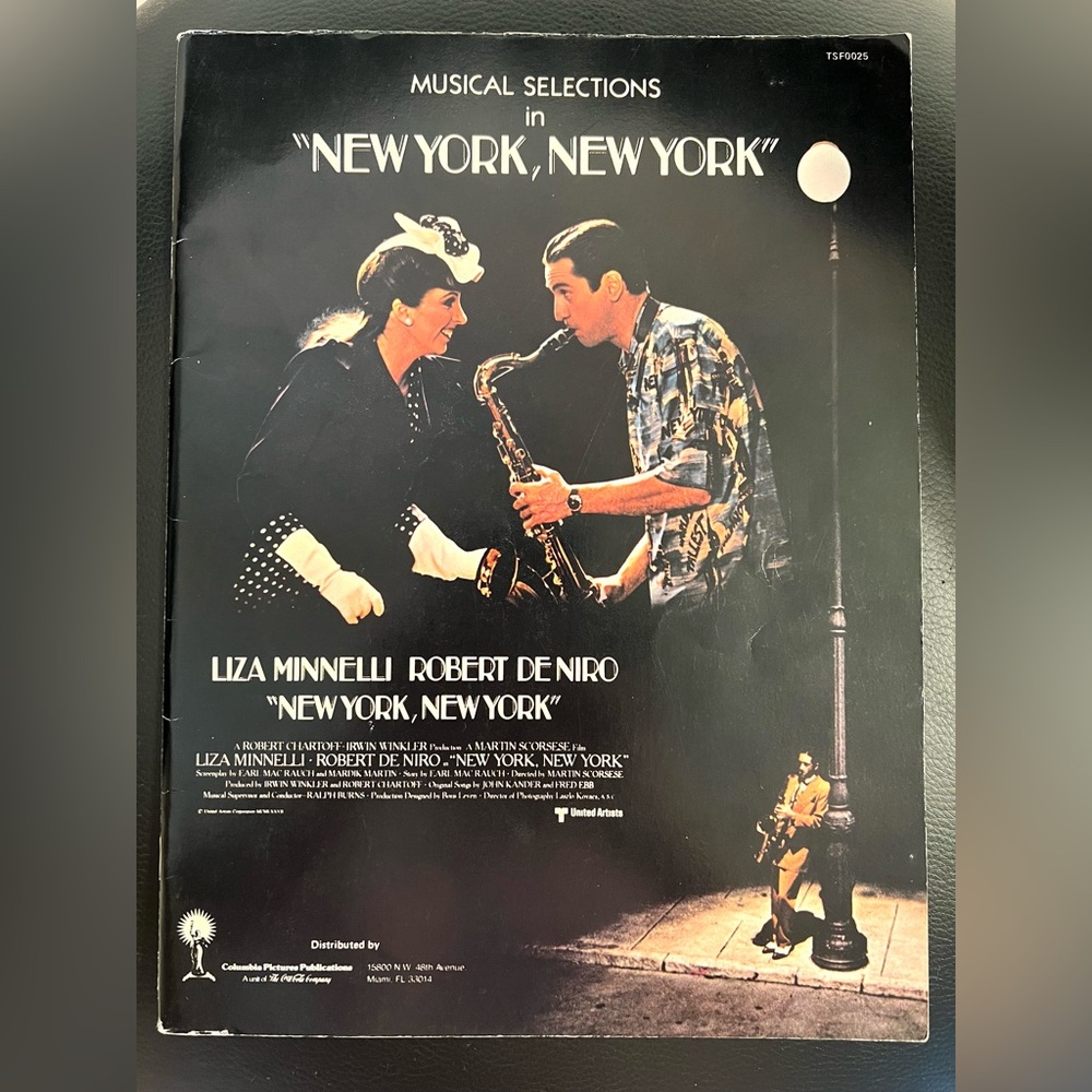 Musical Selections Note Sheets Book 'New York New York' Liza Minelli DeNiro 1977